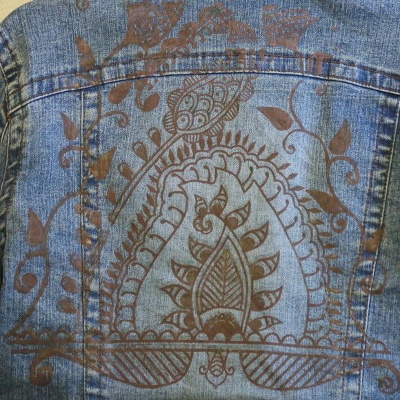 Squeeze Blue Jean Jacket with Brown Design - Picture 5 of 5